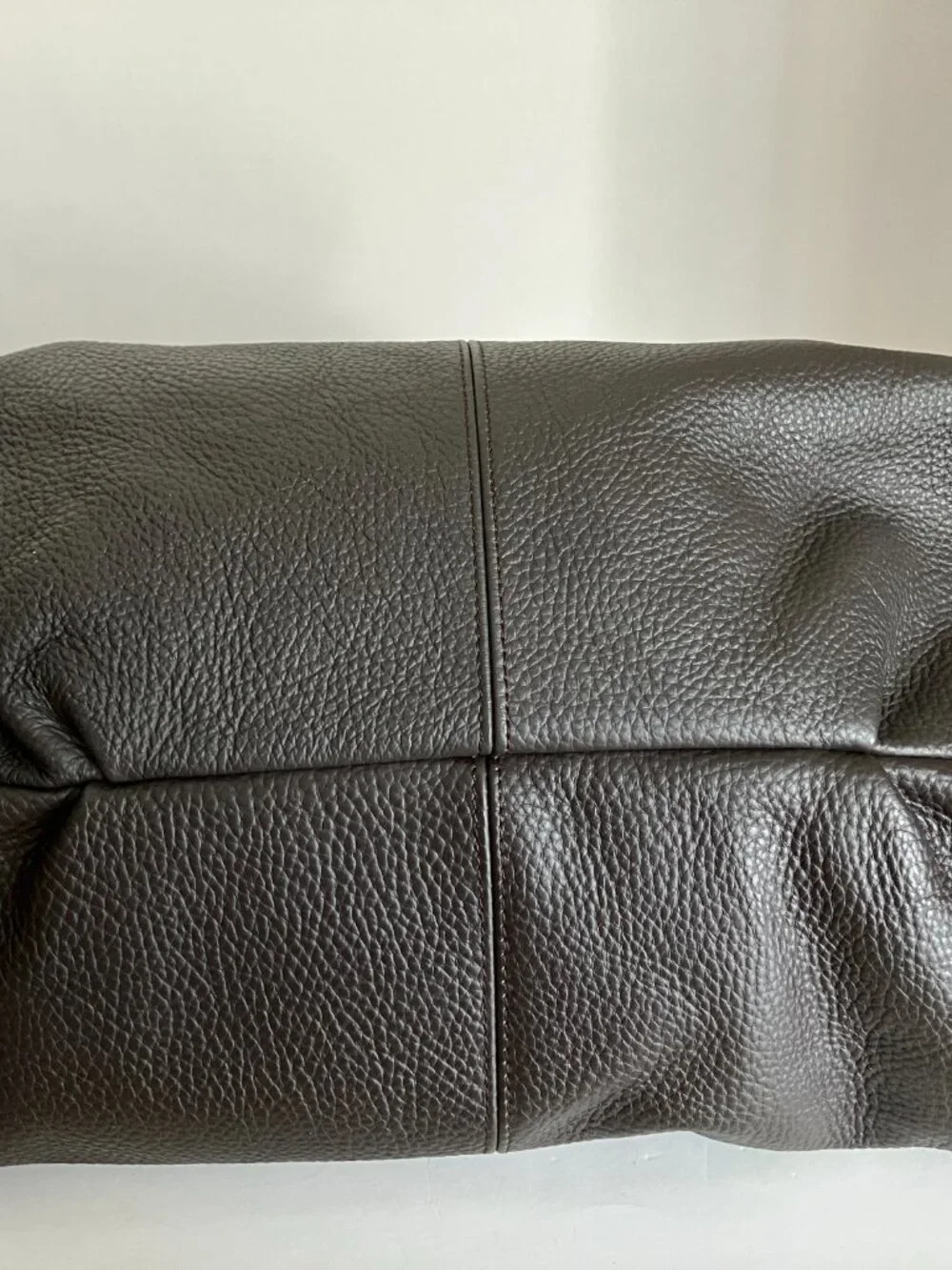 APC XL Brown Pebble Grain Leather Hobo Bag Zippers Pockets